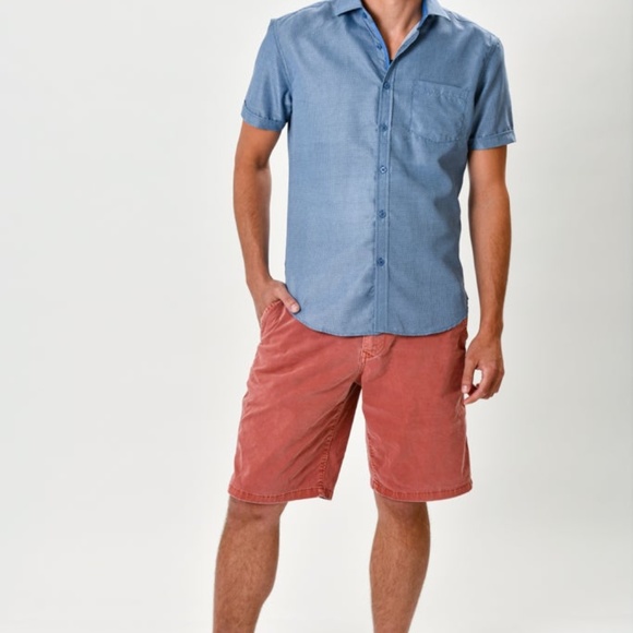 Men Blue Short Sleeve Button Down - Picture 2 of 5